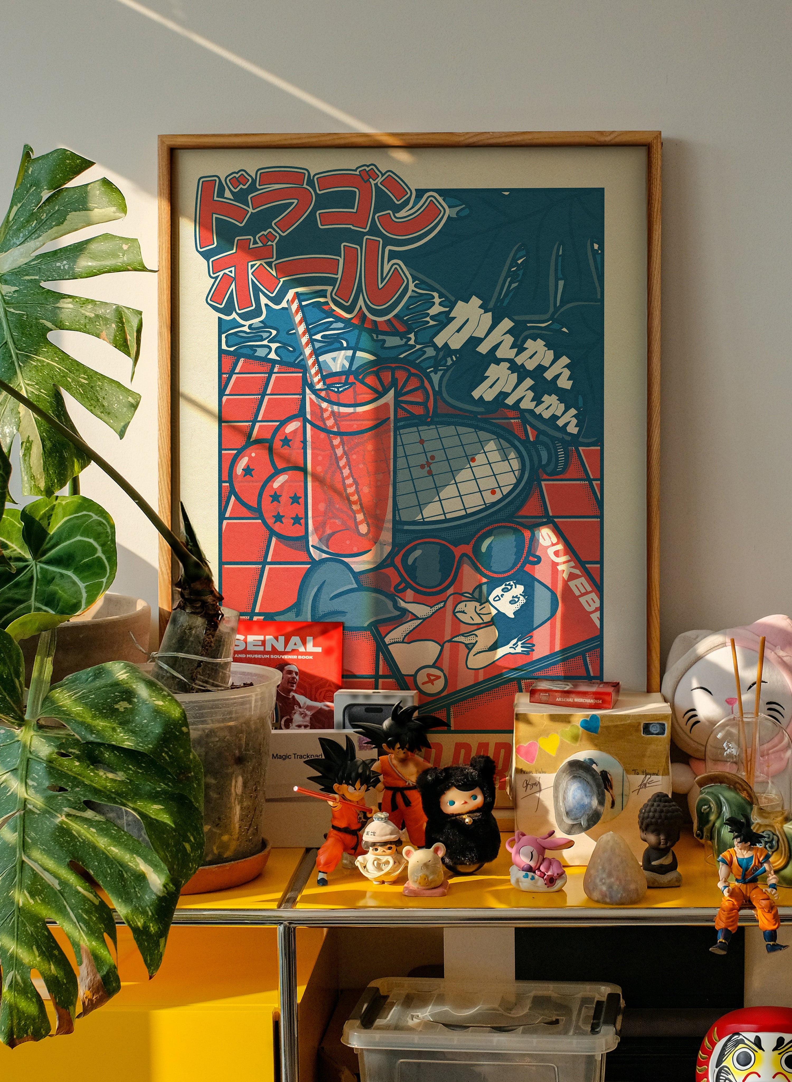 Poster japonais vintage inspiré des vacances d'été dans une décoration intérieure moderne