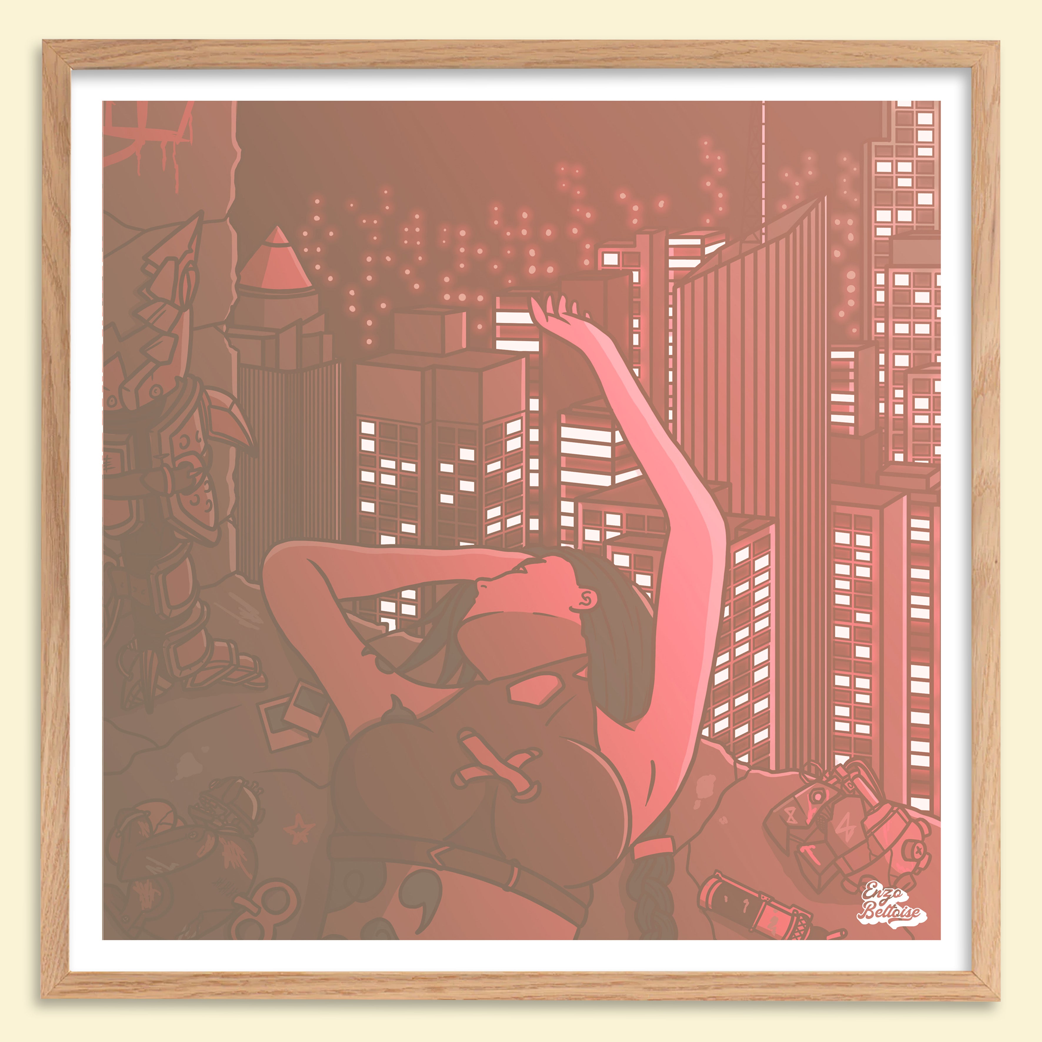 Affiche cyberpunk rétro style gaming néon futuriste