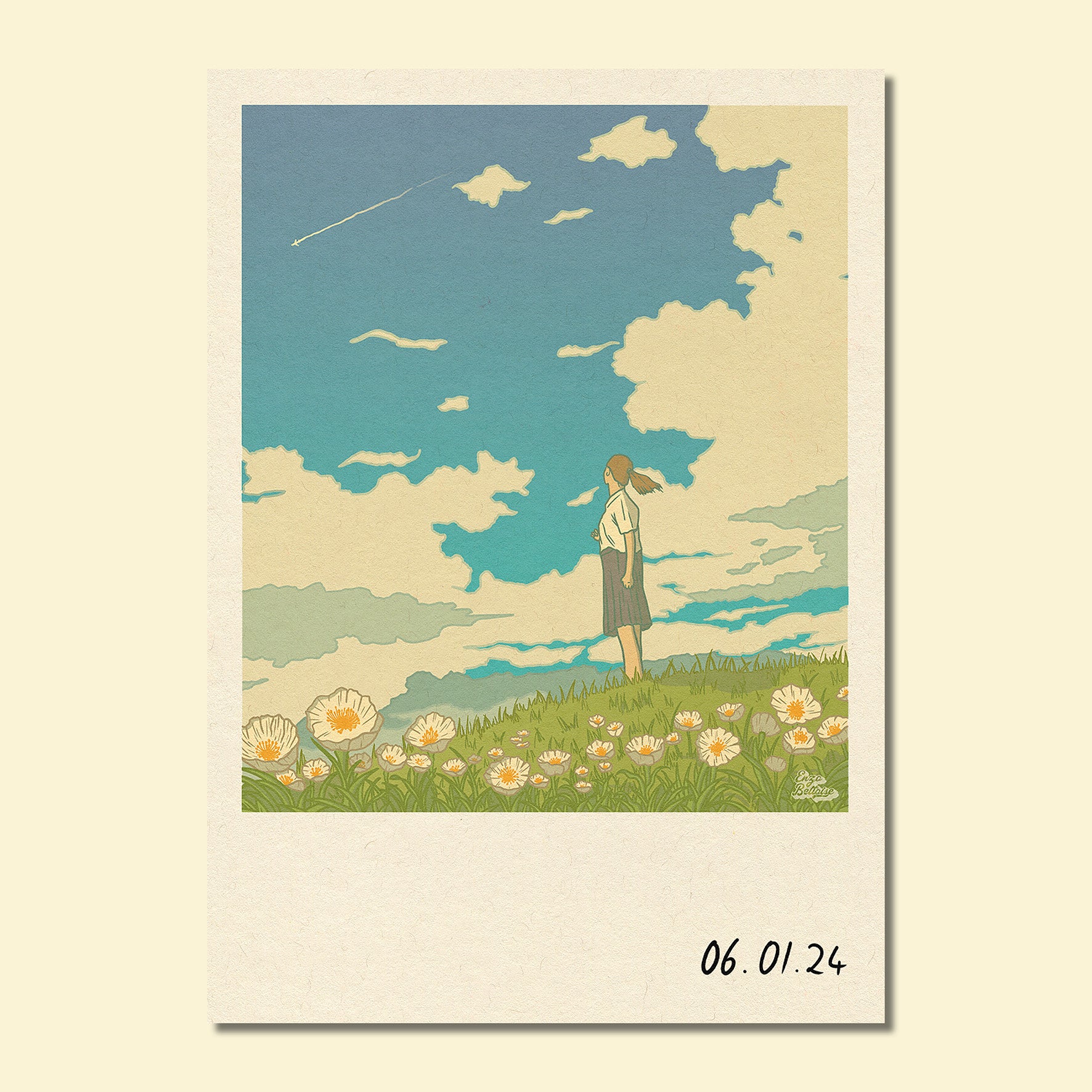 Carte Postale - Polaroid Cloud Girl đ·