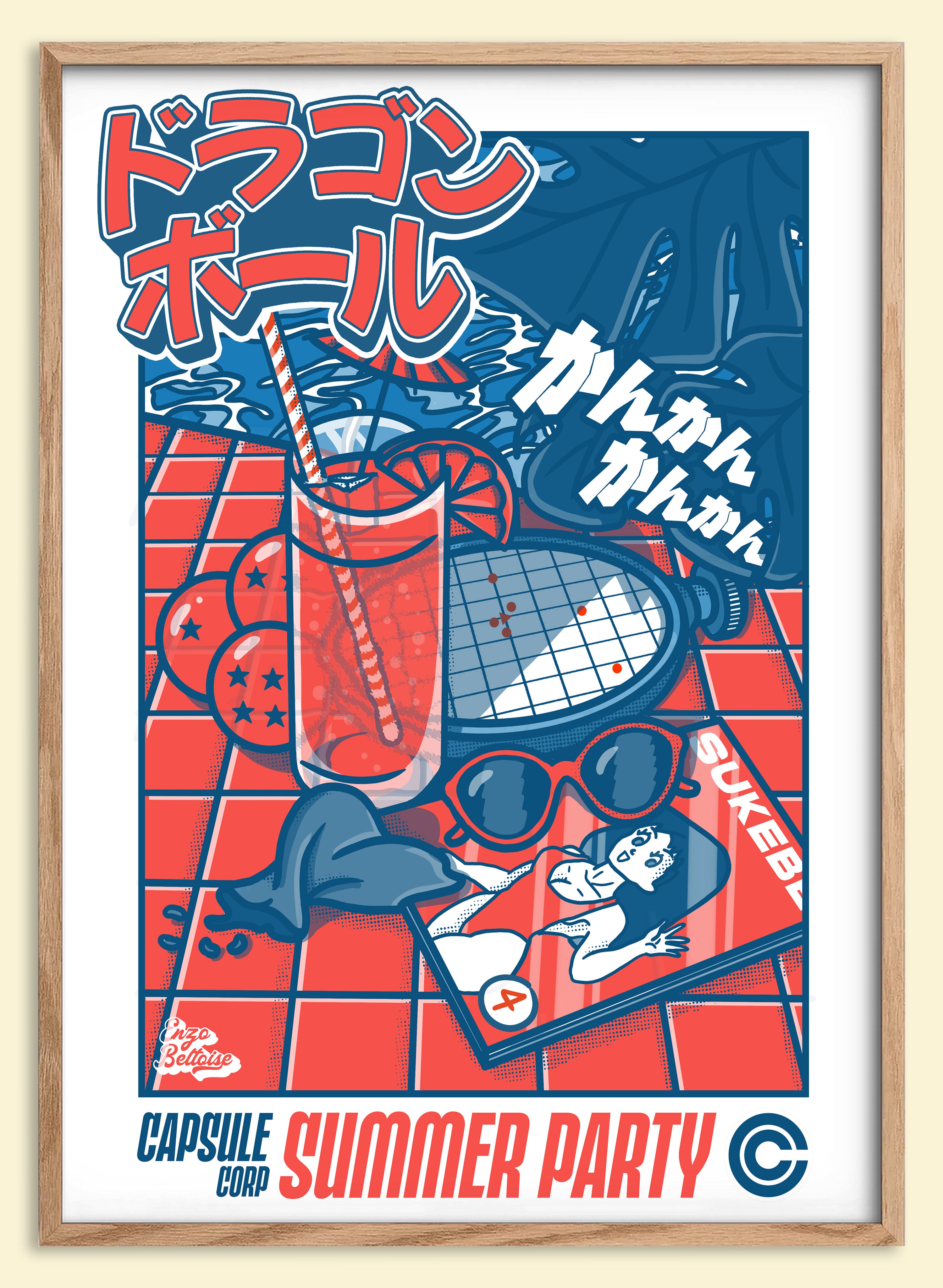 Affiche rétro japonaise Capsule Summer Party style vintage pop culture estivale