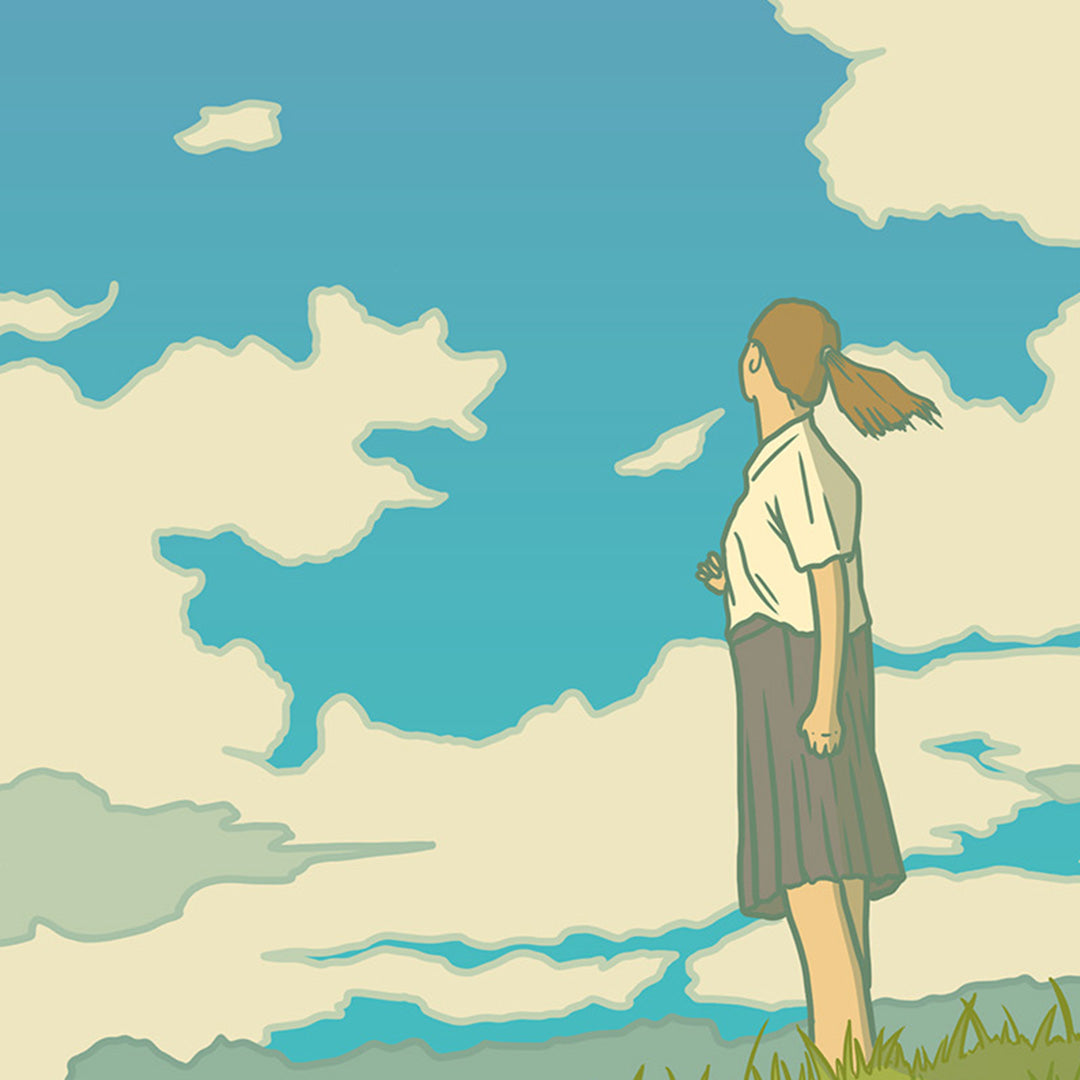 Illustration rétro contemporaine inspirée des univers contemplatifs