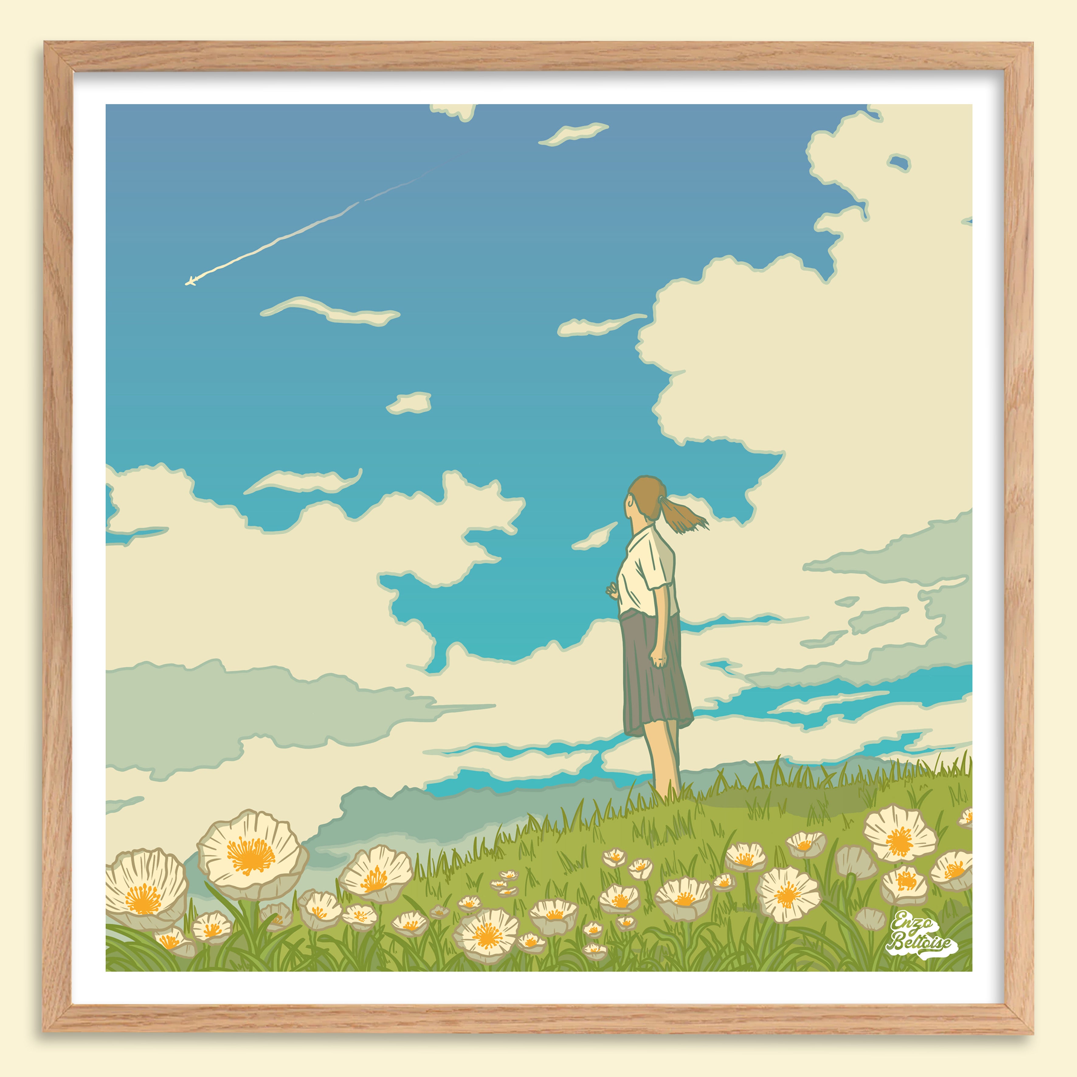 Affiche pastel rétro style cloud aesthetic et polaroid vintage