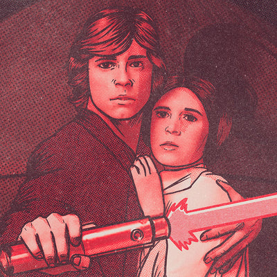 Gros plan de l'affiche japonaise vintage inspirée de l'univers de Star Wars. Idéale pour une décoration murale ou d'intérieur. Création d'Enzo Beltoise