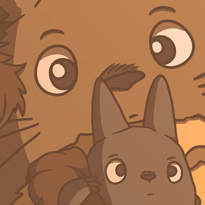 Gros plan affiche rétro vintage japonaise représentant Totoro des films Ghibli dans un style Polaroid, création d'Enzo Beltoise.