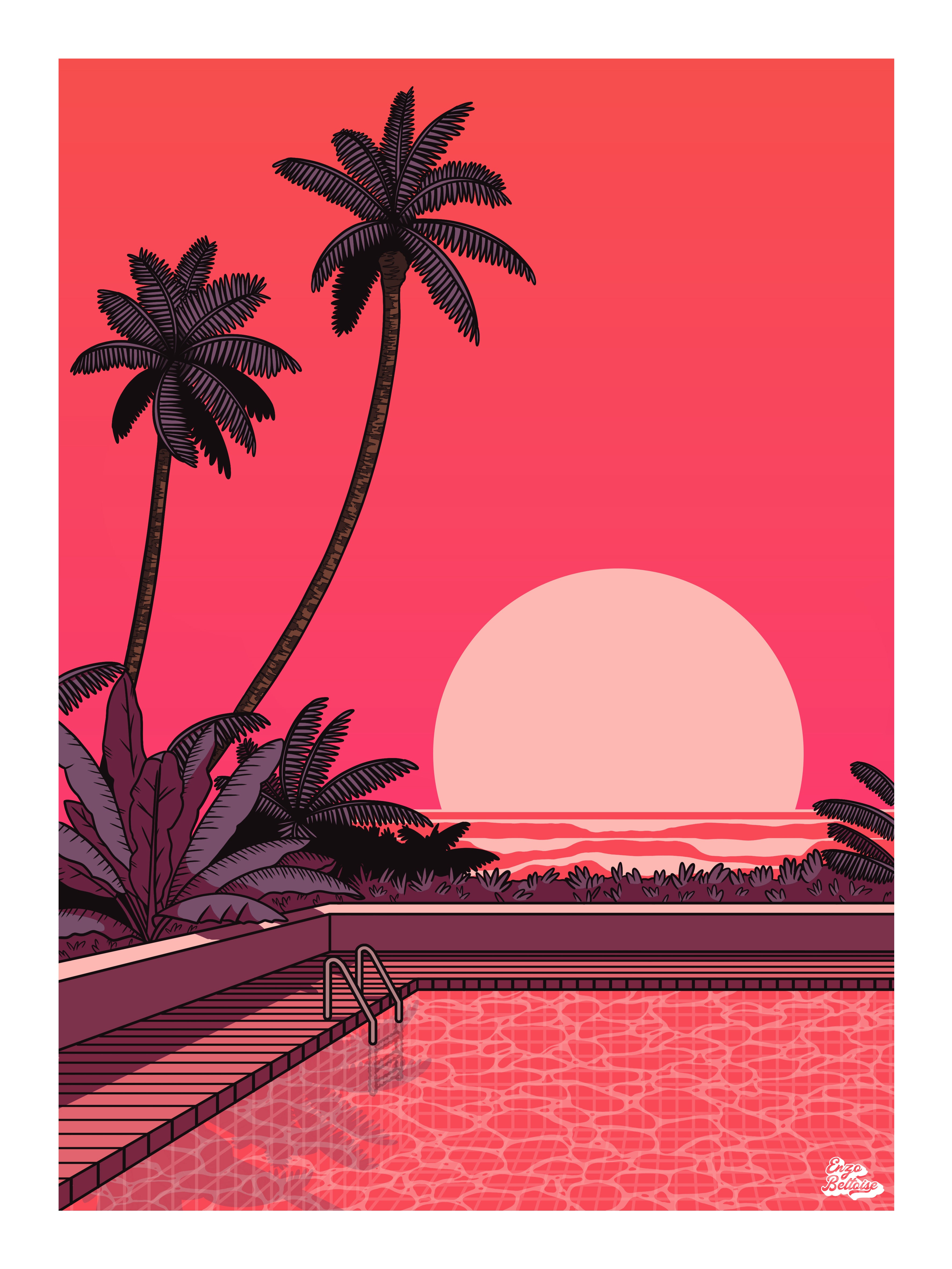 Impression fine art affiche japonaise rétro style city pop inspiré par l'artiste Hiroshi Nagai