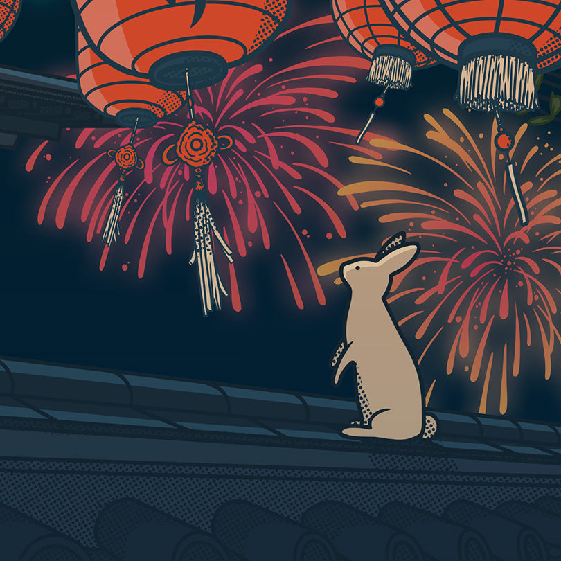 Illustration japonaise vintage inspirée des matsuri et lanternes d’été