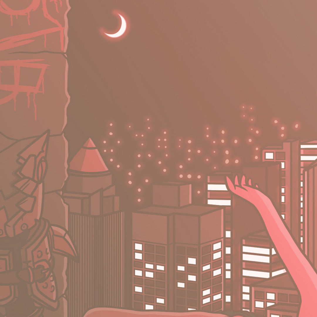 Illustration rétro futuriste inspirée des univers cyberpunk gaming