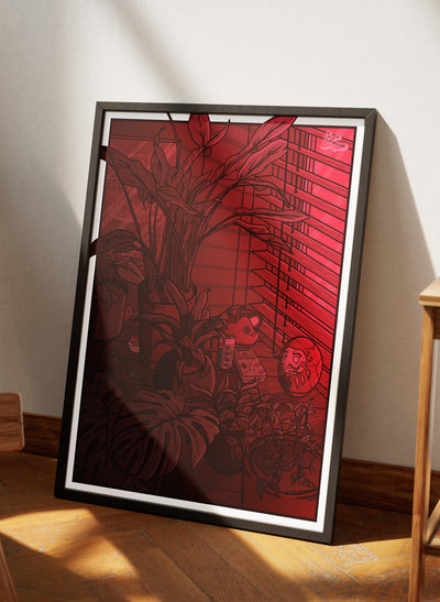 Poster ville japonaise nocturne dans une décoration gaming moderne