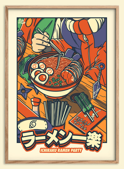 Affiche rétro japonaise inspirée de l'univers des ramen et de la culture japonaise