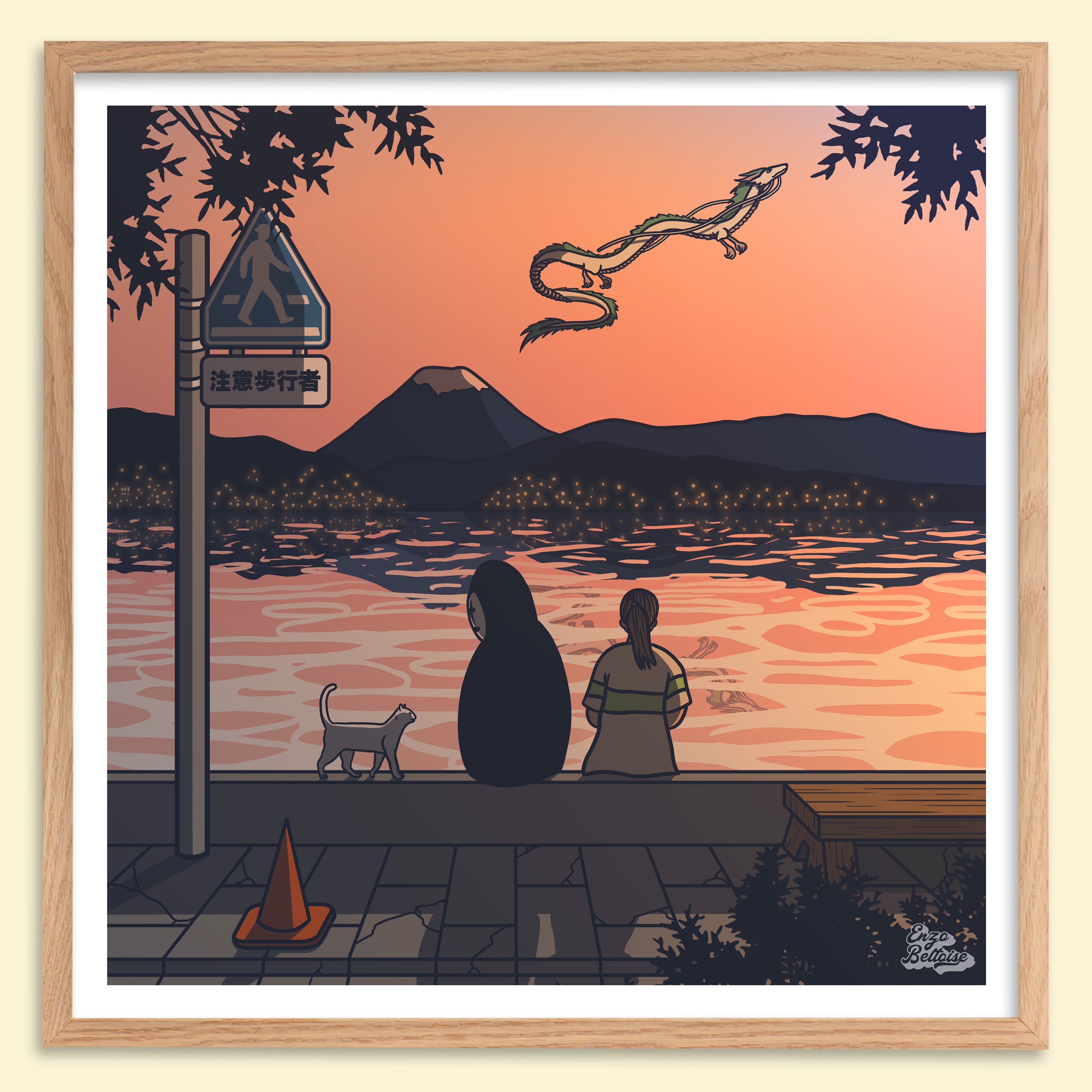 Affiche japonaise vintage style polaroid univers poétique rétro