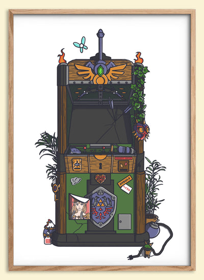 Affiche rétro japonaise inspirée des bornes d'arcade vintage