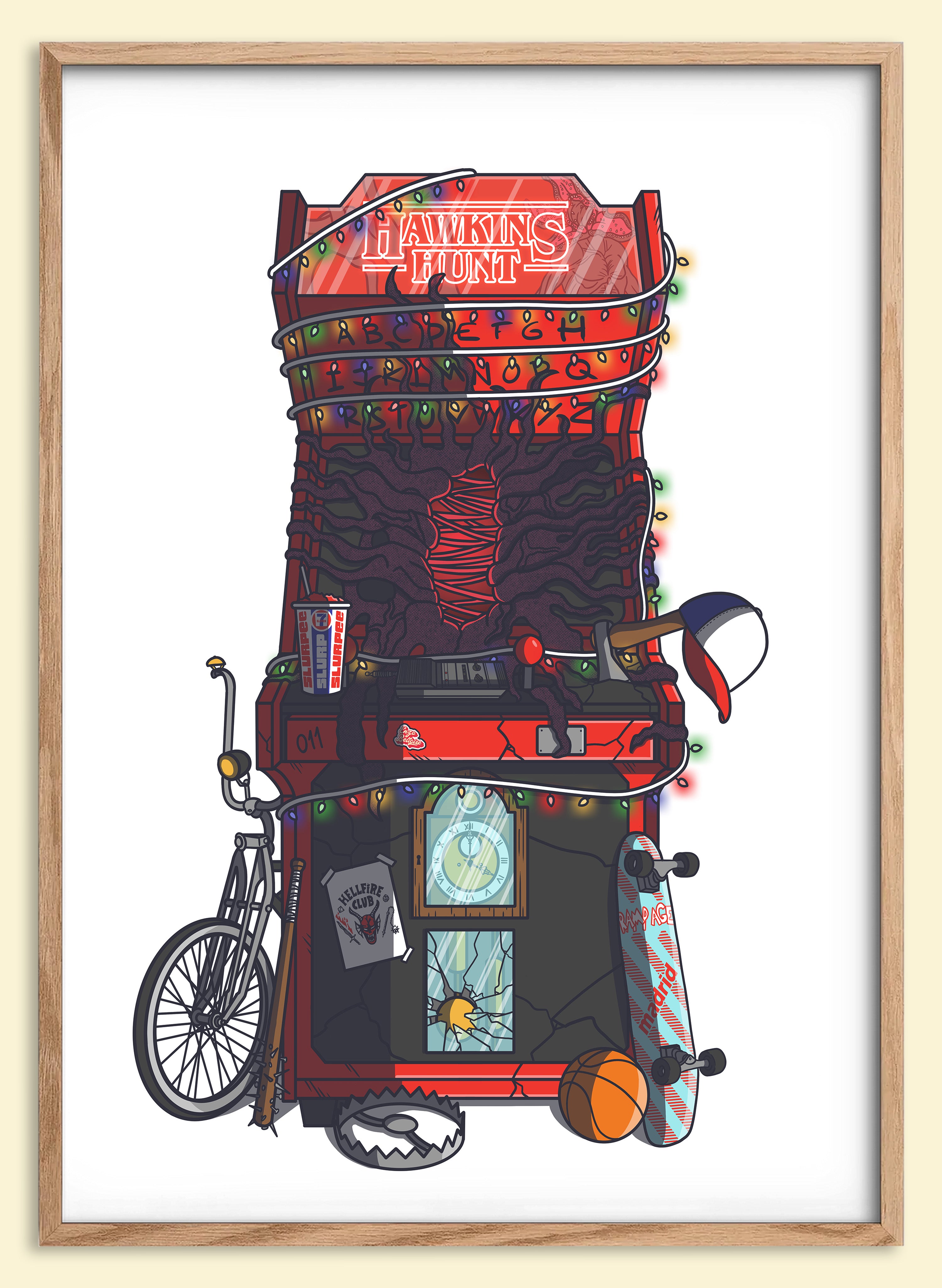 Affiche japonaise vintage arcade rétro style années 80 gaming