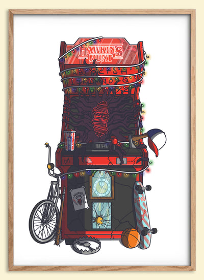 Affiche japonaise vintage arcade rétro style années 80 gaming
