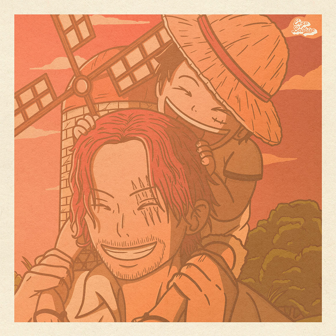 Illustration pop culture japonaise style vintage coloré