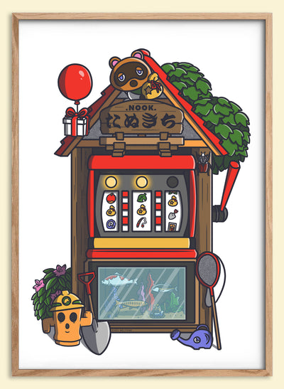 Affiche rétro japonaise inspirée des machines à sous vintage
