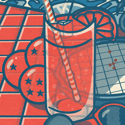 Détail illustration japonaise rétro ambiance estivale et pop culture